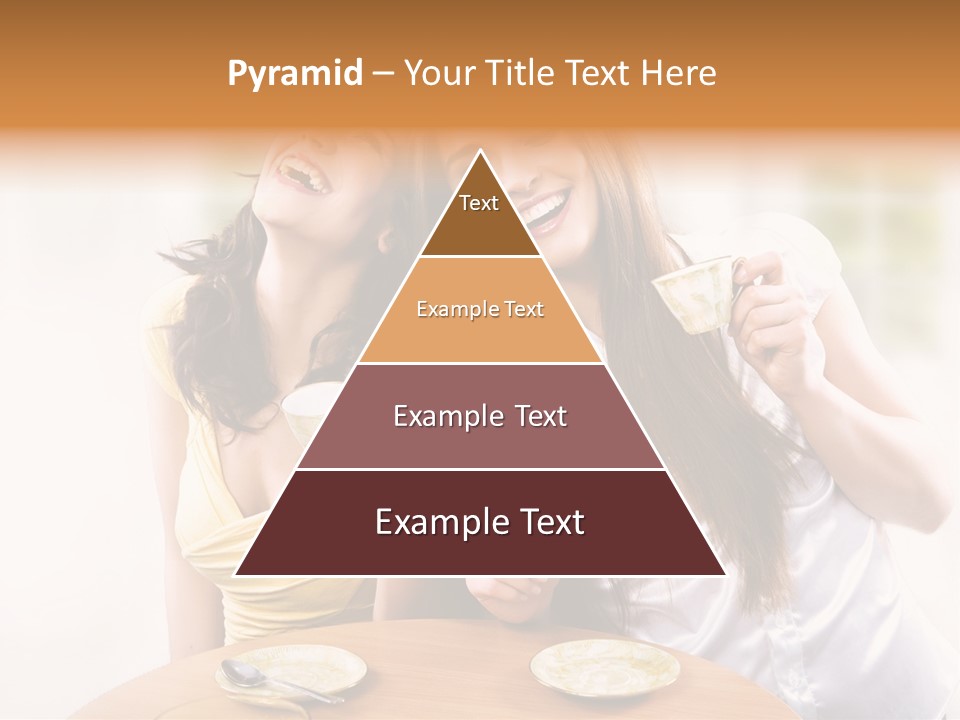 Two Beautiful Women Sitting At A Table Eating Food PowerPoint Template