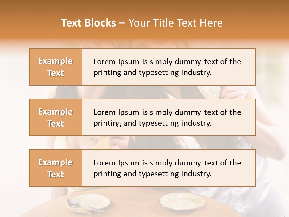 Two Beautiful Women Sitting At A Table Eating Food PowerPoint Template