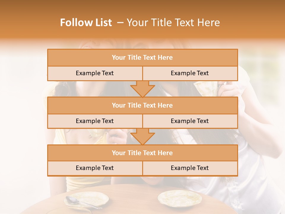 Two Beautiful Women Sitting At A Table Eating Food PowerPoint Template