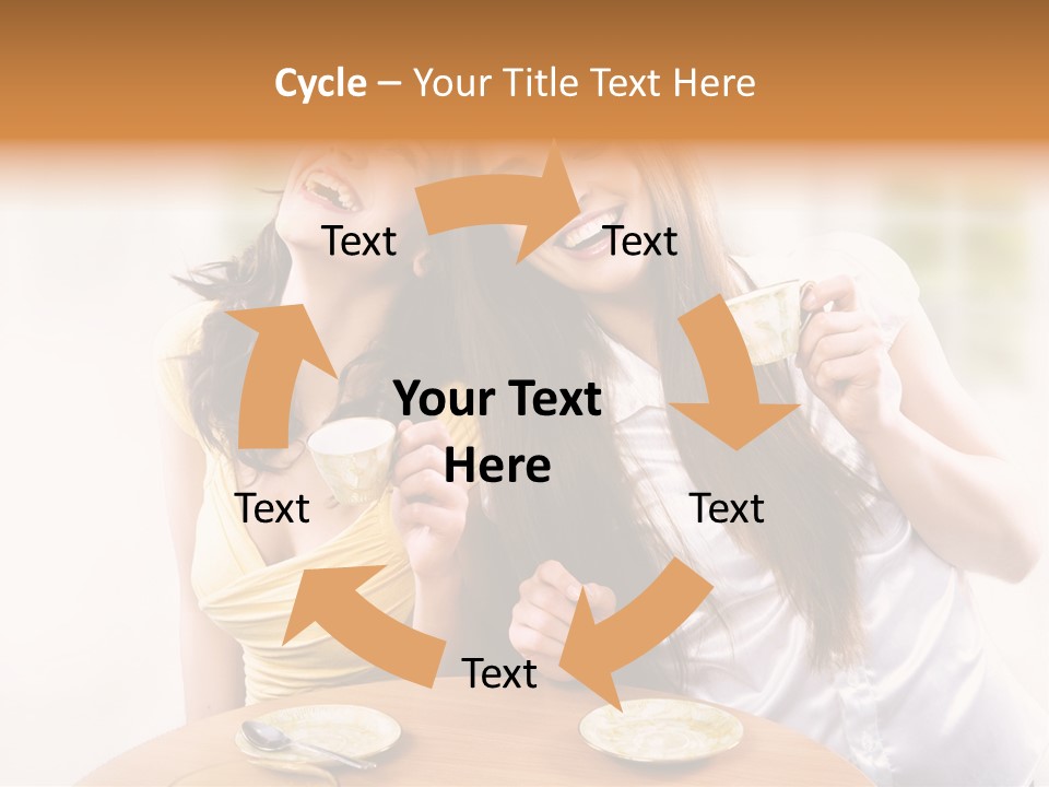 Two Beautiful Women Sitting At A Table Eating Food PowerPoint Template