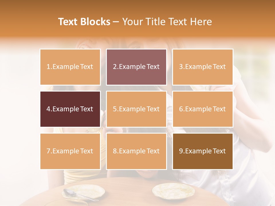 Two Beautiful Women Sitting At A Table Eating Food PowerPoint Template