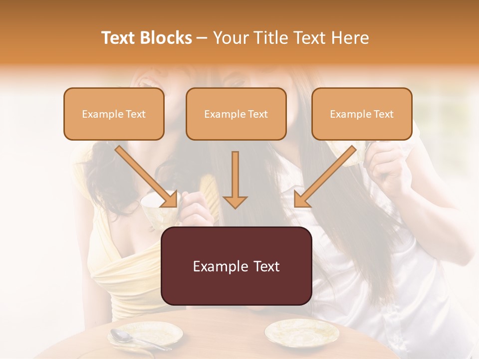 Two Beautiful Women Sitting At A Table Eating Food PowerPoint Template