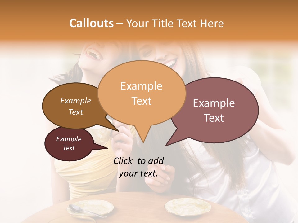 Two Beautiful Women Sitting At A Table Eating Food PowerPoint Template