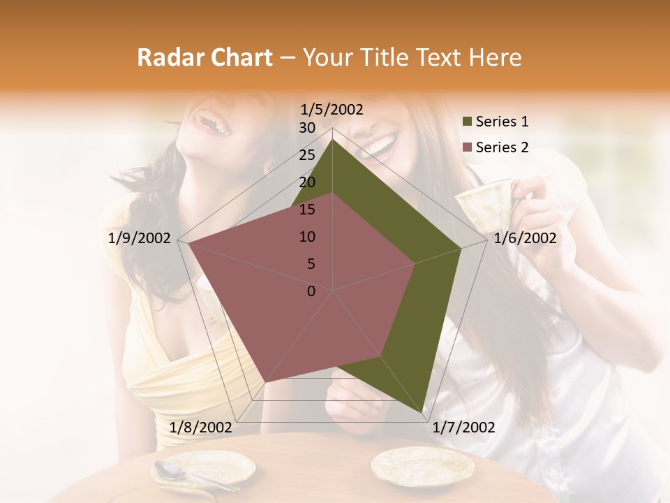 Two Beautiful Women Sitting At A Table Eating Food PowerPoint Template