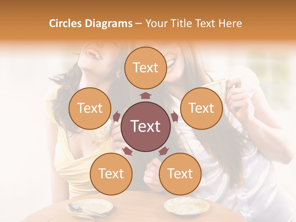 Two Beautiful Women Sitting At A Table Eating Food PowerPoint Template