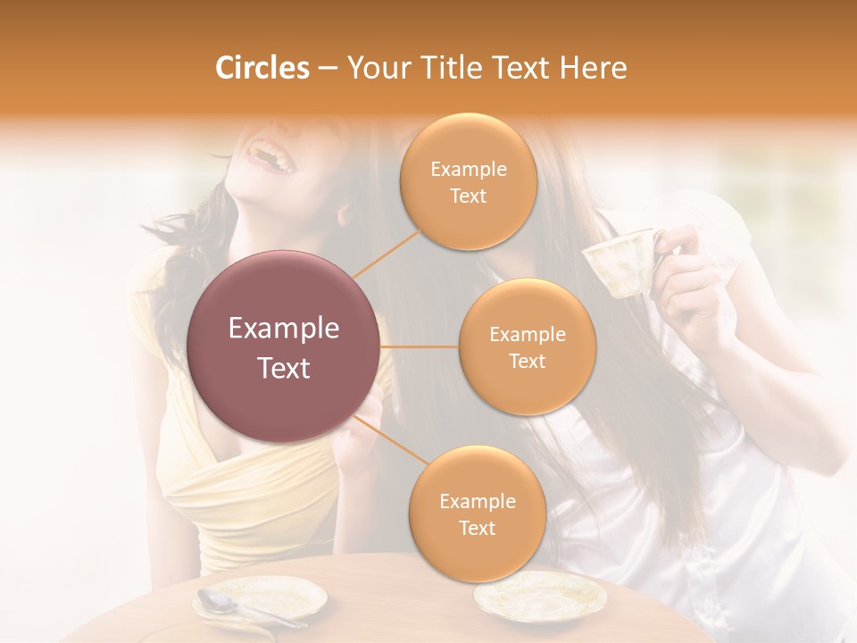 Two Beautiful Women Sitting At A Table Eating Food PowerPoint Template