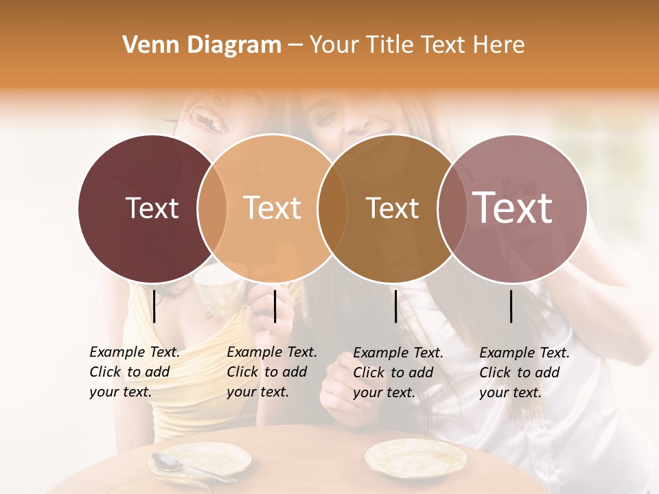 Two Beautiful Women Sitting At A Table Eating Food PowerPoint Template