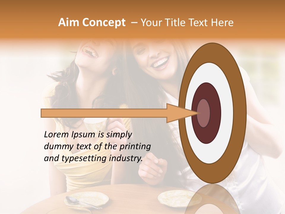 Two Beautiful Women Sitting At A Table Eating Food PowerPoint Template