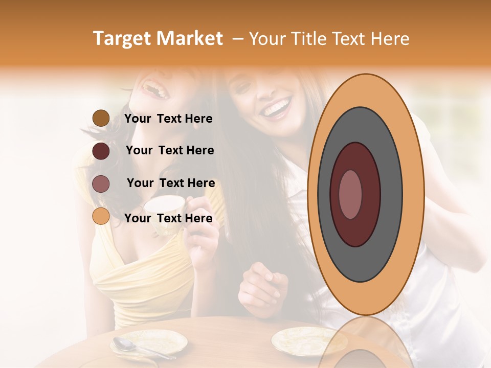 Two Beautiful Women Sitting At A Table Eating Food PowerPoint Template