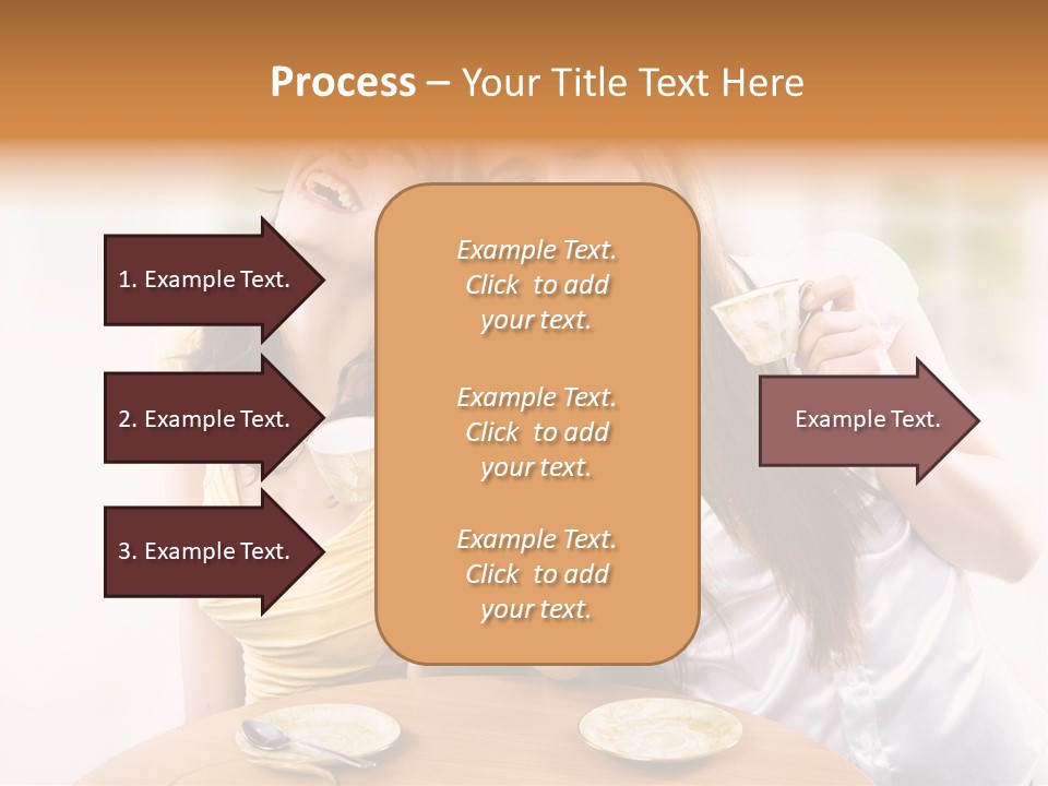 Two Beautiful Women Sitting At A Table Eating Food PowerPoint Template