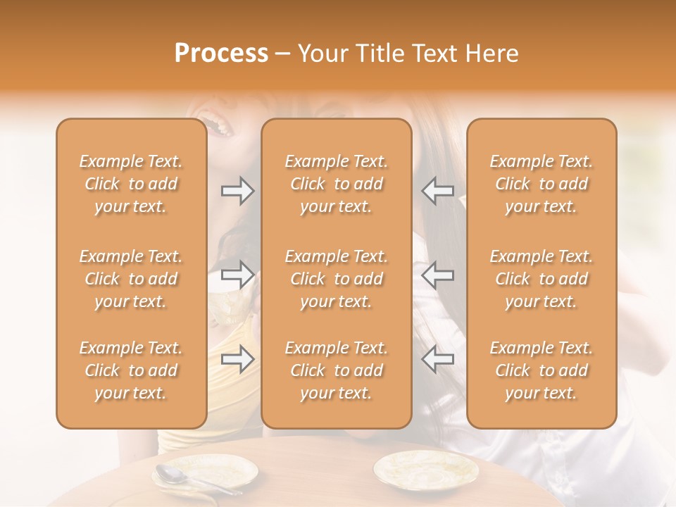 Two Beautiful Women Sitting At A Table Eating Food PowerPoint Template