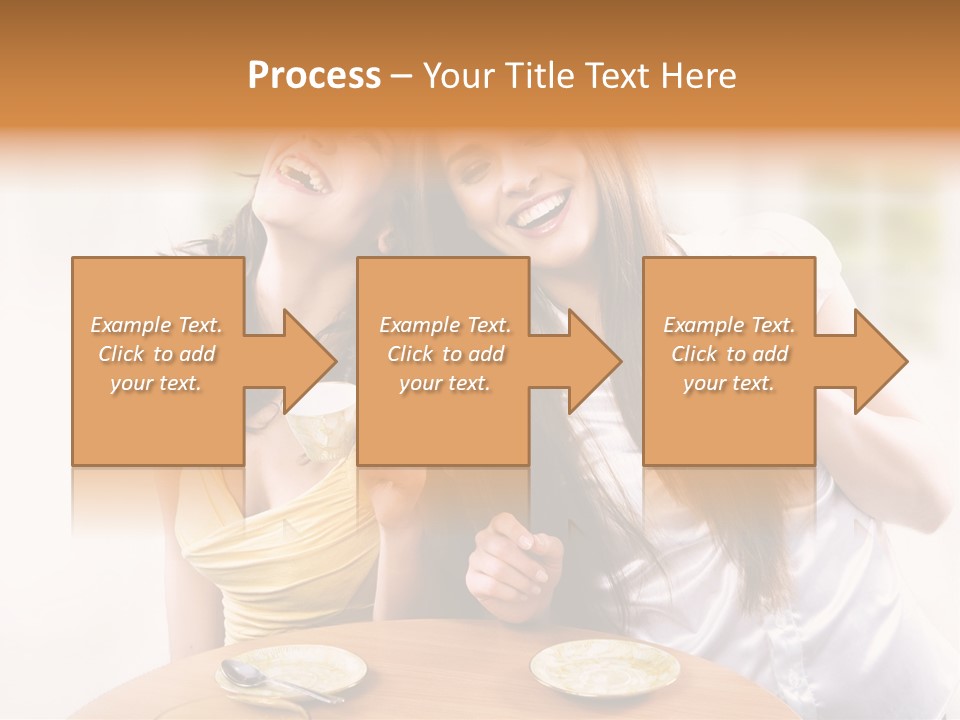 Two Beautiful Women Sitting At A Table Eating Food PowerPoint Template