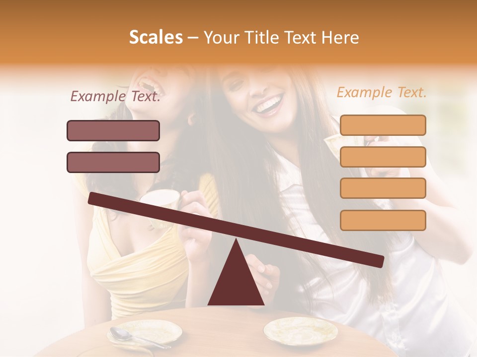 Two Beautiful Women Sitting At A Table Eating Food PowerPoint Template