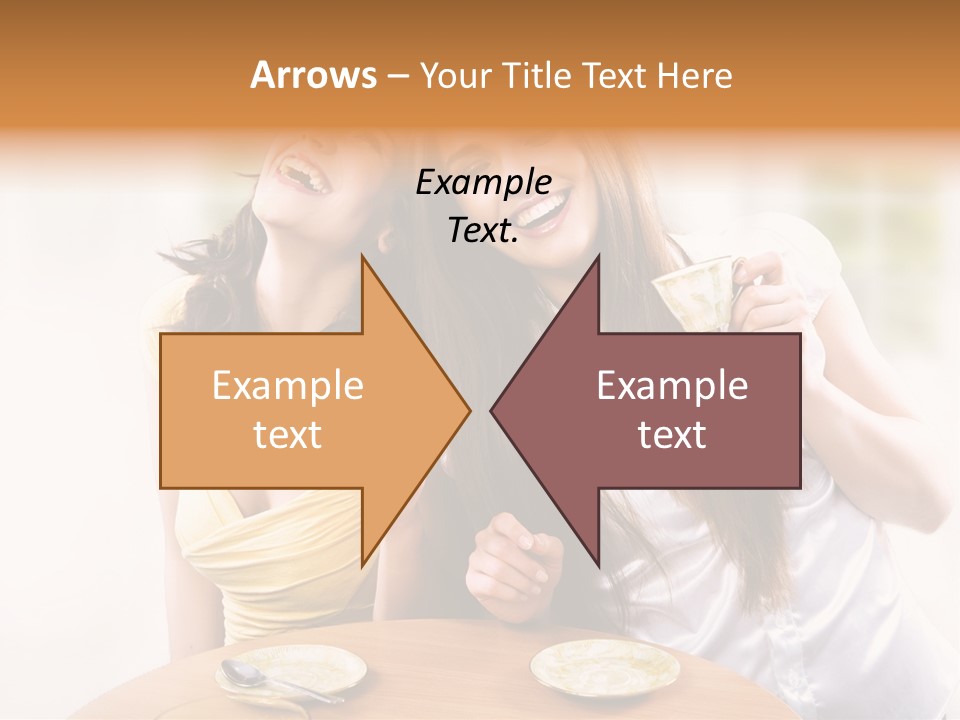 Two Beautiful Women Sitting At A Table Eating Food PowerPoint Template