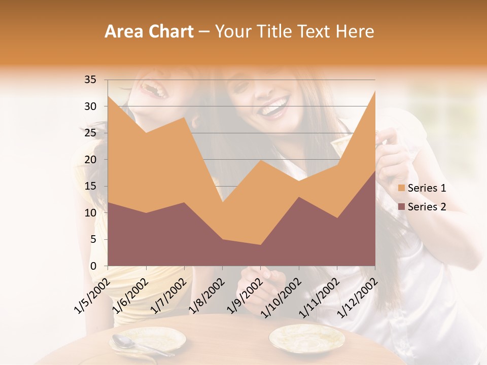 Two Beautiful Women Sitting At A Table Eating Food PowerPoint Template