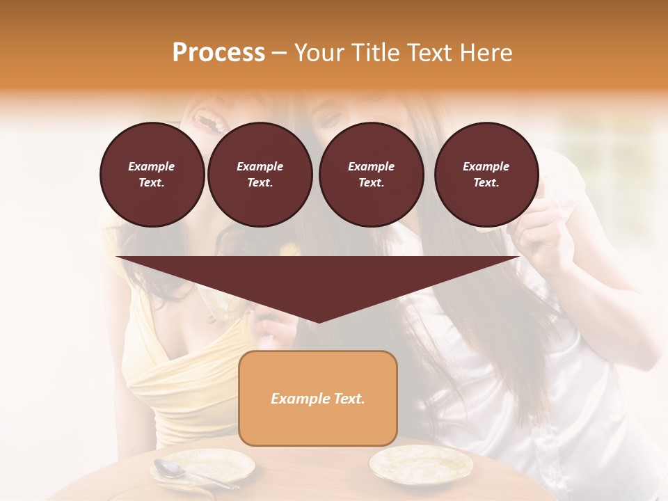 Two Beautiful Women Sitting At A Table Eating Food PowerPoint Template