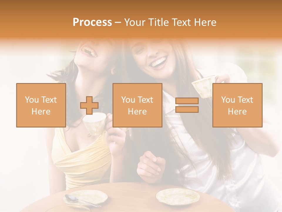 Two Beautiful Women Sitting At A Table Eating Food PowerPoint Template