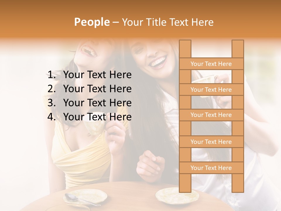 Two Beautiful Women Sitting At A Table Eating Food PowerPoint Template