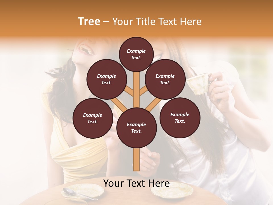 Two Beautiful Women Sitting At A Table Eating Food PowerPoint Template