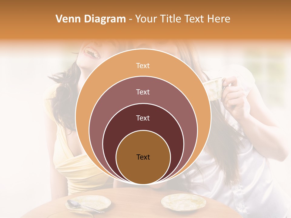 Two Beautiful Women Sitting At A Table Eating Food PowerPoint Template