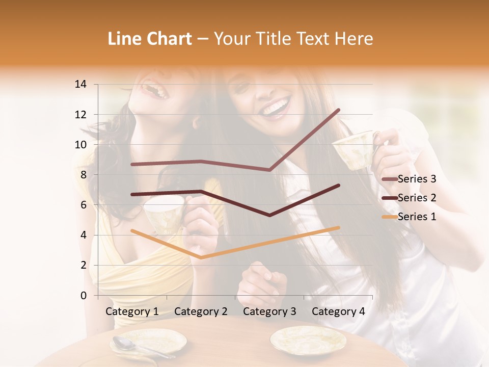 Two Beautiful Women Sitting At A Table Eating Food PowerPoint Template