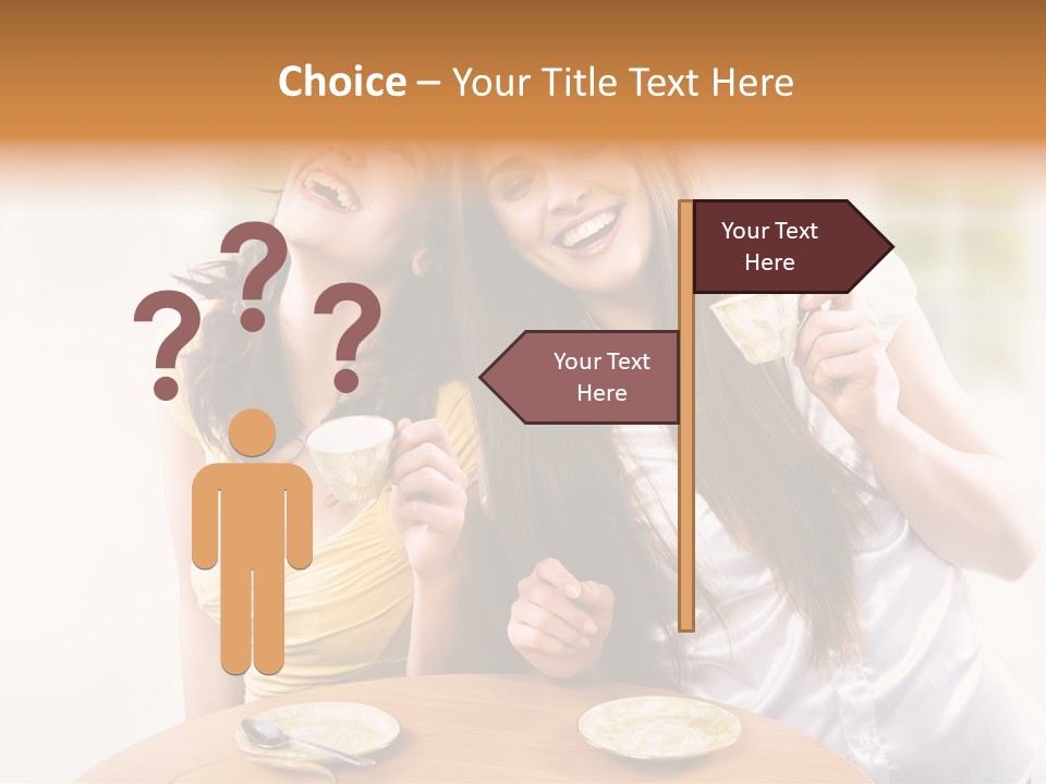 Two Beautiful Women Sitting At A Table Eating Food PowerPoint Template
