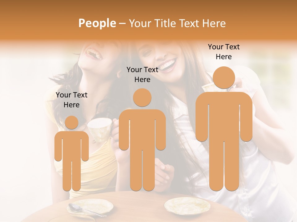 Two Beautiful Women Sitting At A Table Eating Food PowerPoint Template