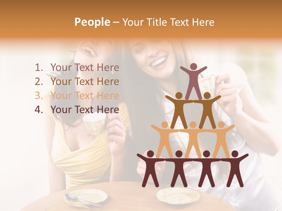 Two Beautiful Women Sitting At A Table Eating Food PowerPoint Template