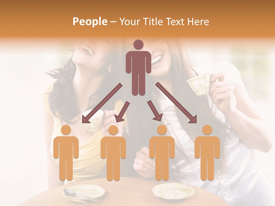 Two Beautiful Women Sitting At A Table Eating Food PowerPoint Template