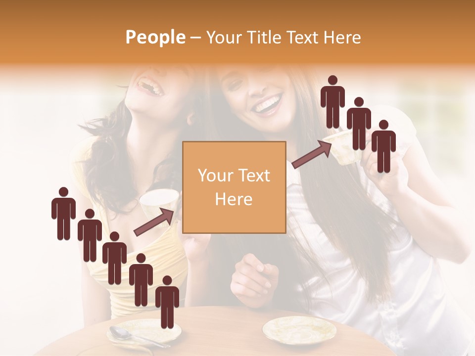 Two Beautiful Women Sitting At A Table Eating Food PowerPoint Template