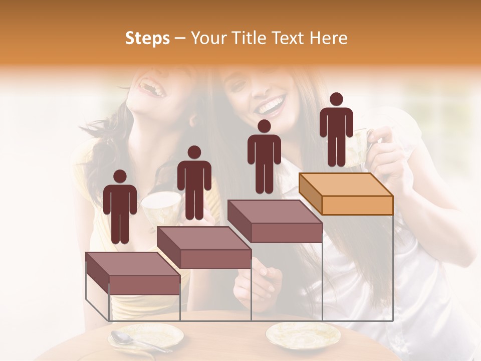 Two Beautiful Women Sitting At A Table Eating Food PowerPoint Template