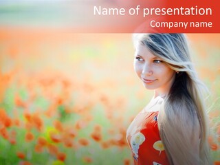 A Woman Standing In A Field Of Flowers PowerPoint Template