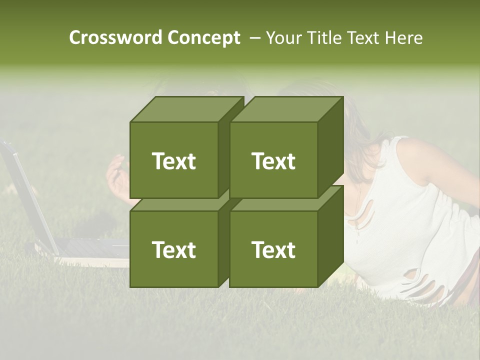 Two Women Laying In The Grass With A Laptop PowerPoint Template