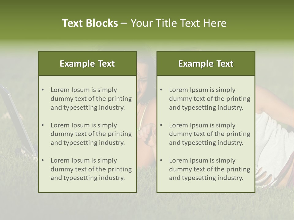 Two Women Laying In The Grass With A Laptop PowerPoint Template