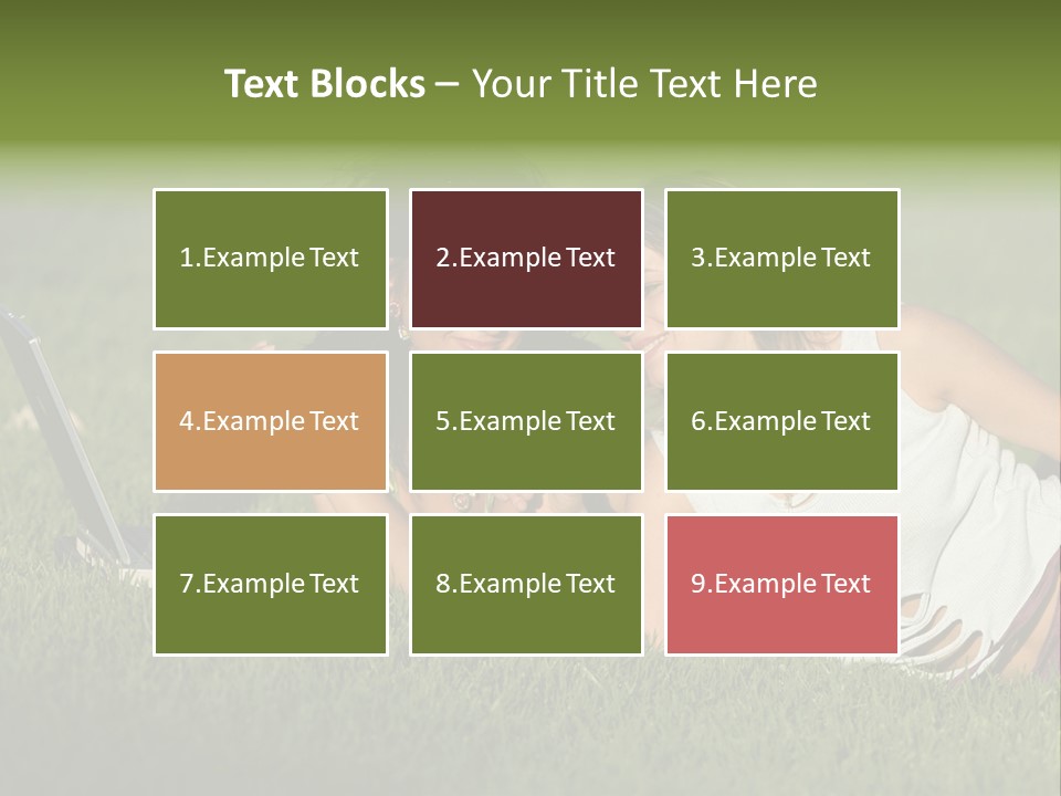 Two Women Laying In The Grass With A Laptop PowerPoint Template