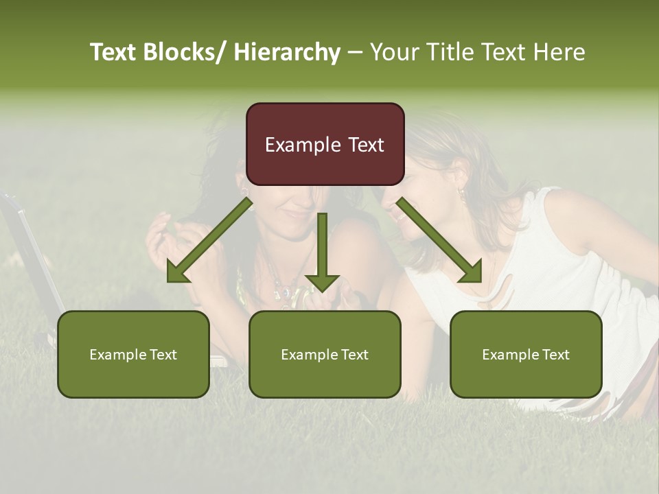 Two Women Laying In The Grass With A Laptop PowerPoint Template