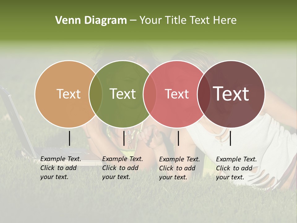 Two Women Laying In The Grass With A Laptop PowerPoint Template