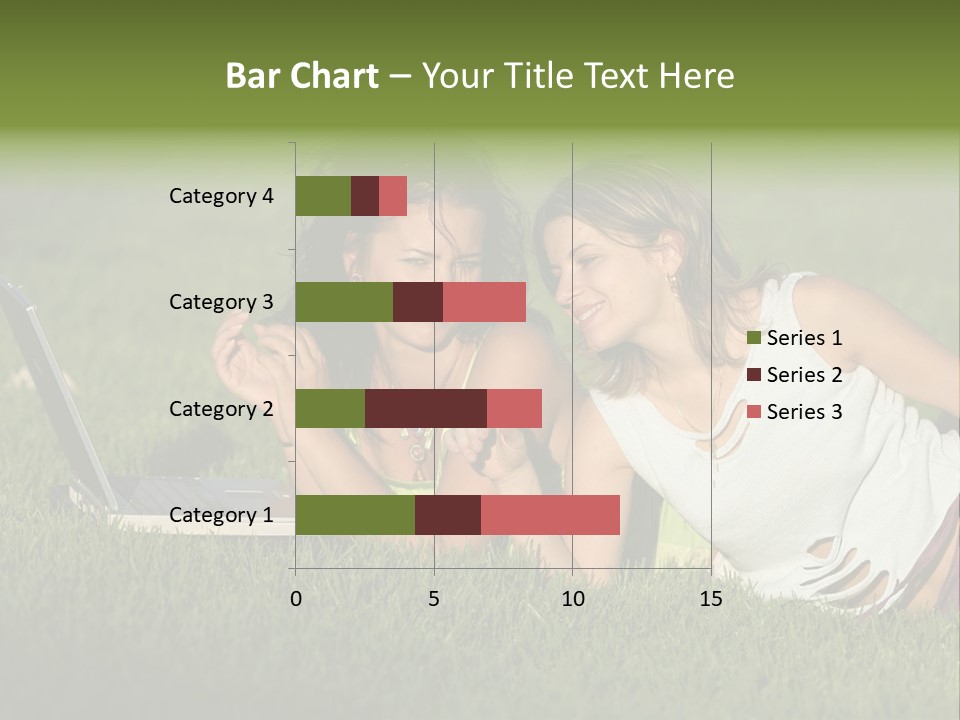 Two Women Laying In The Grass With A Laptop PowerPoint Template