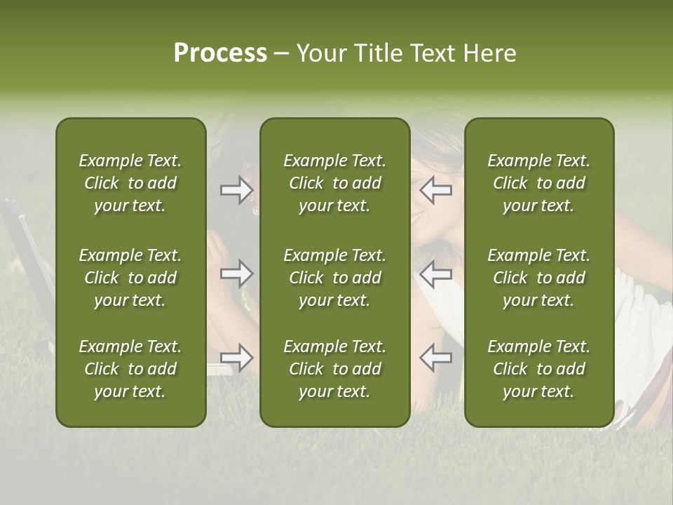 Two Women Laying In The Grass With A Laptop PowerPoint Template