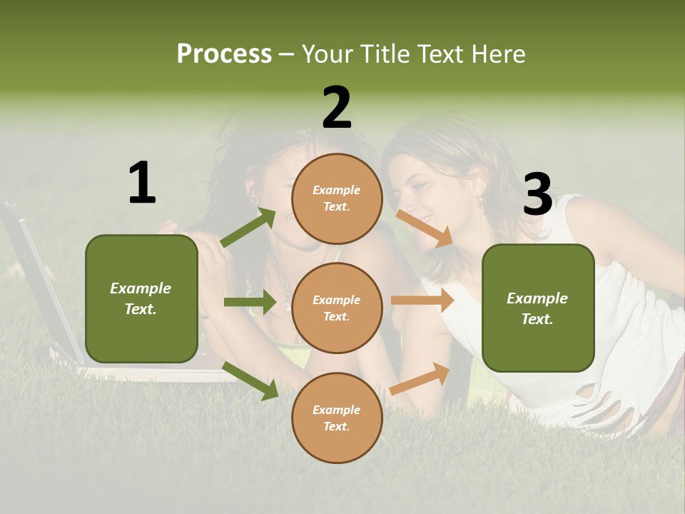 Two Women Laying In The Grass With A Laptop PowerPoint Template