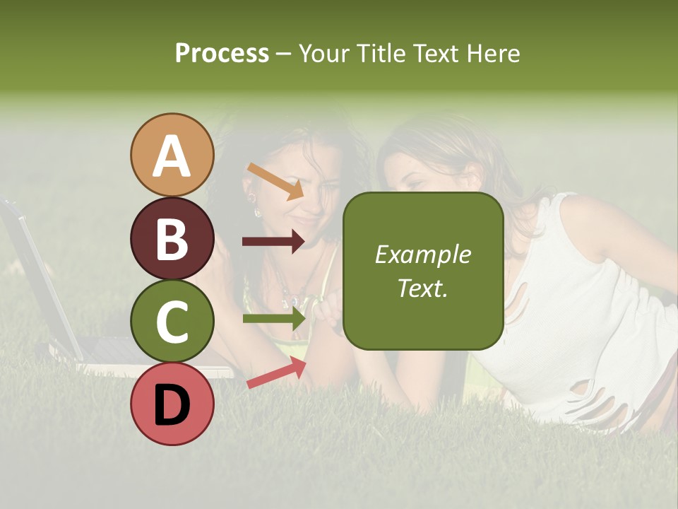 Two Women Laying In The Grass With A Laptop PowerPoint Template