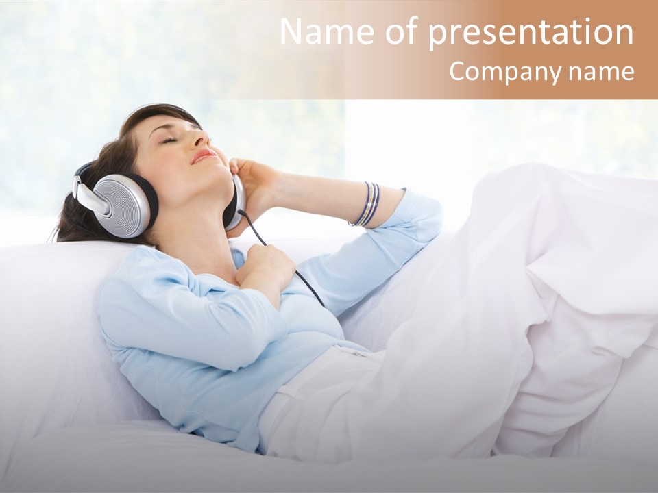 Hair Headphones Lifestyle PowerPoint Template