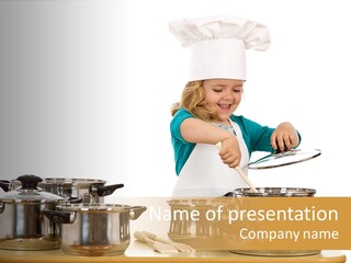 Wooden Girl Apron PowerPoint Template