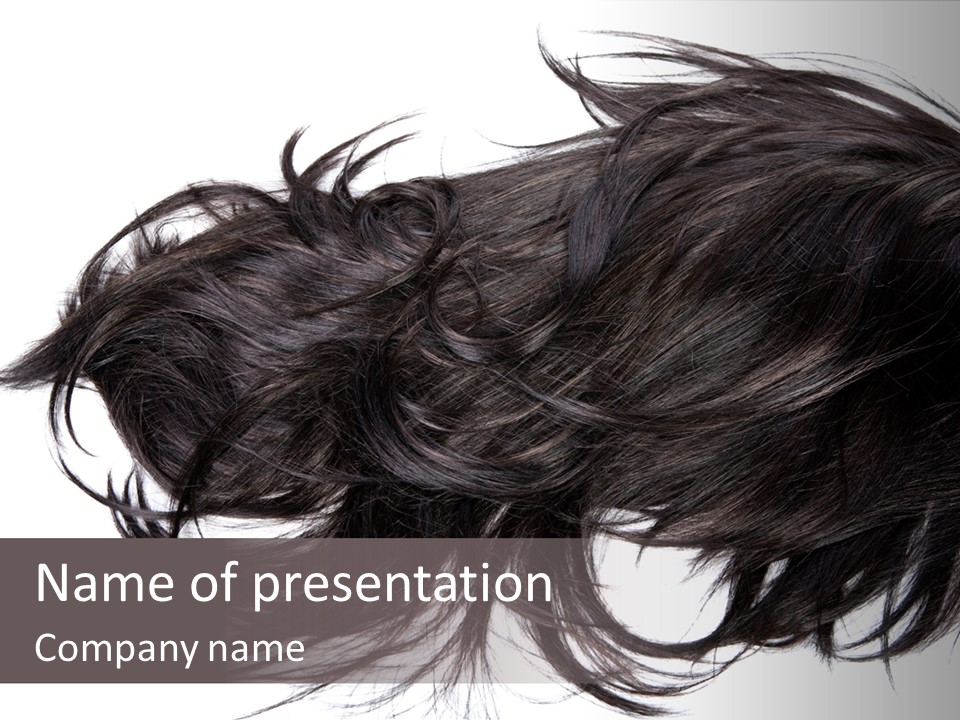 A Close Up Of A Black Hair On A White Background PowerPoint Template