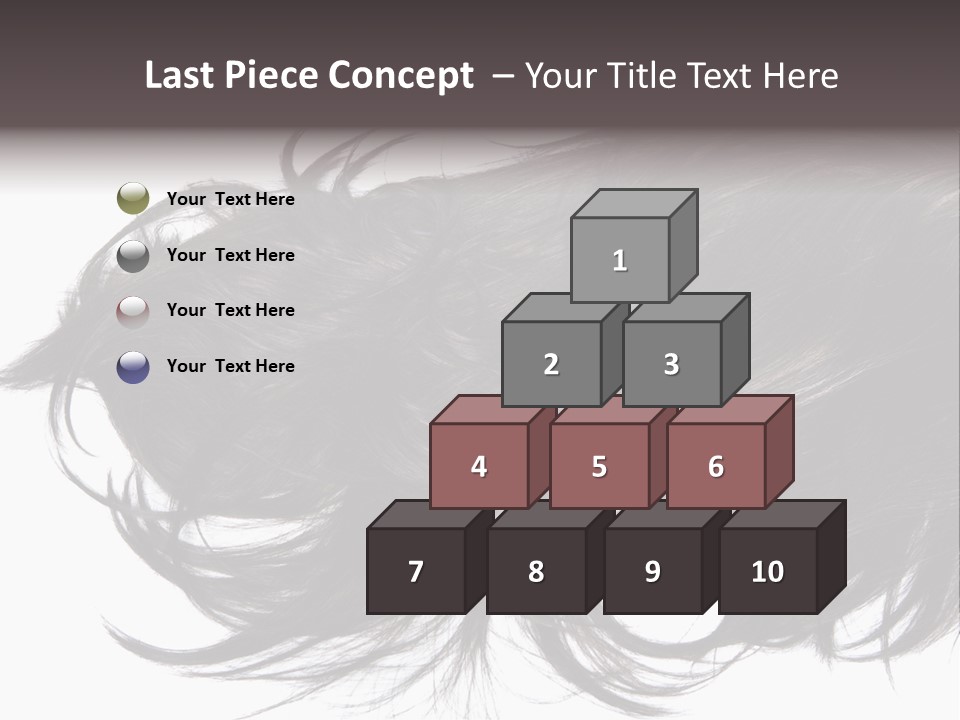 A Close Up Of A Black Hair On A White Background PowerPoint Template