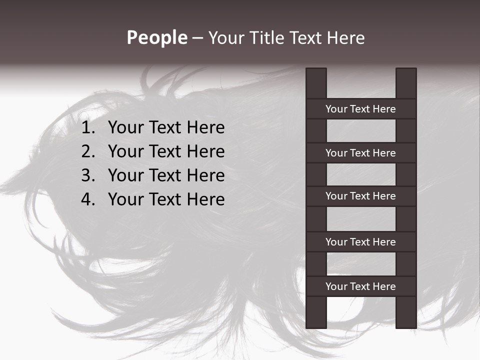 A Close Up Of A Black Hair On A White Background PowerPoint Template