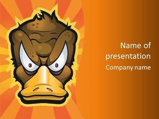 A Cartoon Duck With Big Eyes On An Orange Background PowerPoint Template