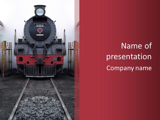 A Black And Red Train On A Train Track PowerPoint Template