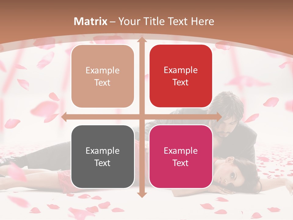 A Man And Woman Laying On A Bed Of Petals PowerPoint Template