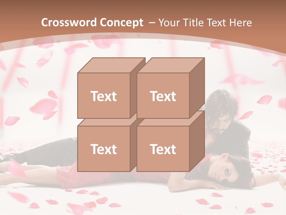 A Man And Woman Laying On A Bed Of Petals PowerPoint Template